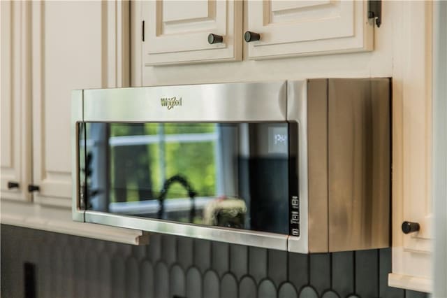 kitchen view of stainless steel microwave