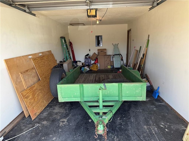 garage with a garage door opener