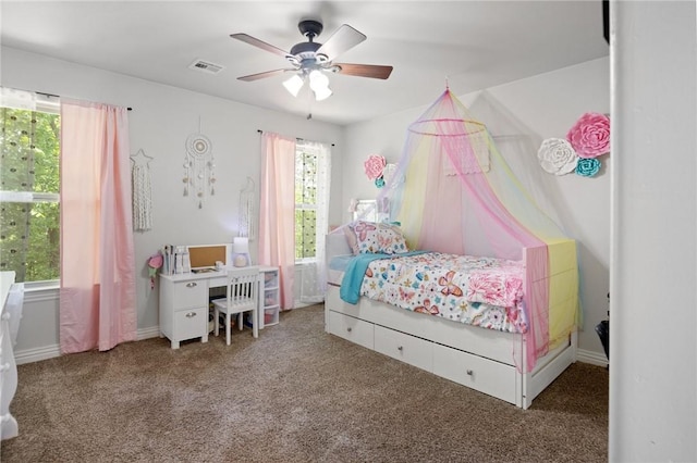 11003 David Ct, Siloam Springs, AR 72761 - bedroom with carpet floors, a ceiling fan, and visible vents