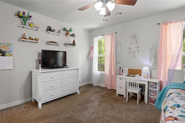 11003 David Ct, Siloam Springs, AR 72761 - carpeted bedroom with a ceiling fan, baseboards, and visible vents