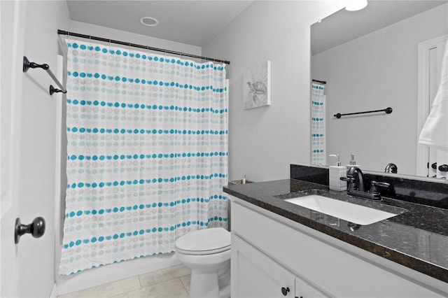 11003 David Ct, Siloam Springs, AR 72761 - bathroom featuring toilet, tile patterned floors, shower / bath combo, and vanity