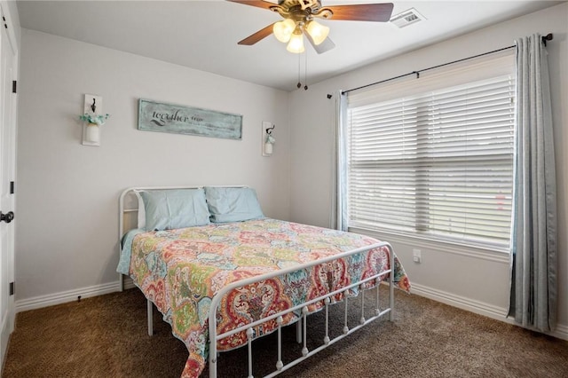 11003 David Ct, Siloam Springs, AR 72761 - bedroom featuring carpet floors, baseboards, a ceiling fan, and visible vents