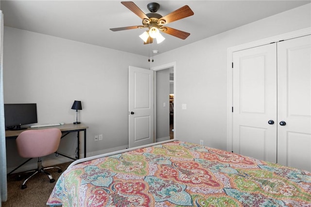 11003 David Ct, Siloam Springs, AR 72761 - bedroom featuring a closet, carpet flooring, and ceiling fan