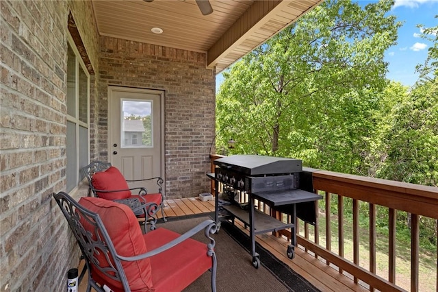 11003 David Ct, Siloam Springs, AR 72761 - view of wooden balcony with a deck and ceiling fan