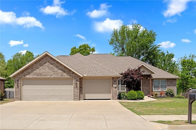 11003 David Ct, Siloam Springs, AR 72761 - ranch-style house featuring an attached garage, a front lawn, driveway, and brick siding