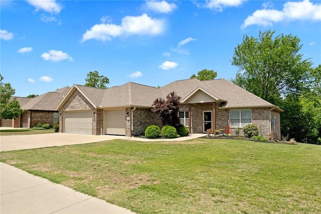 11003 David Ct, Siloam Springs, AR 72761 - ranch-style home featuring a garage, driveway, a front lawn, and brick siding
