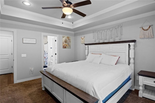 11003 David Ct, Siloam Springs, AR 72761 - carpeted bedroom featuring recessed lighting, ornamental molding, baseboards, and a tray ceiling