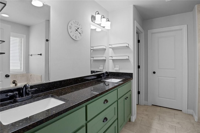 11003 David Ct, Siloam Springs, AR 72761 - full bathroom featuring double vanity, baseboards, a sink, and tile patterned flooring