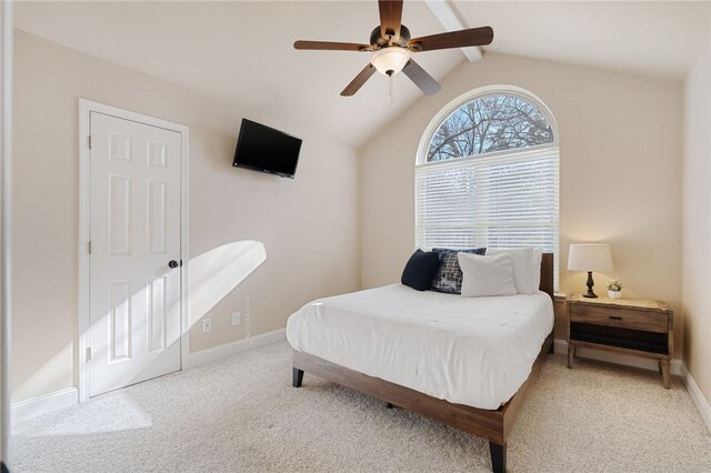 6431 Summer Shade, Van Buren, AR 72956 - bedroom featuring baseboards, carpet flooring, a ceiling fan, and vaulted ceiling