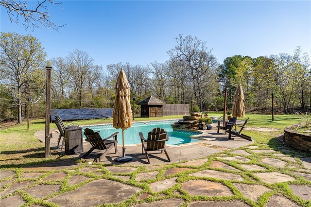 6431 Summer Shade, Van Buren, AR 72956 - view of pool with fence, a fenced in pool, a lawn, and a patio