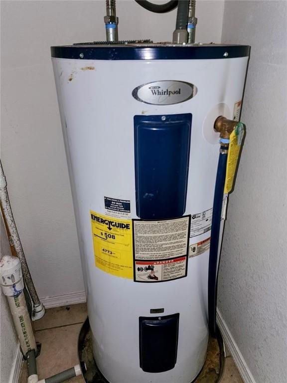 utility room featuring electric water heater
