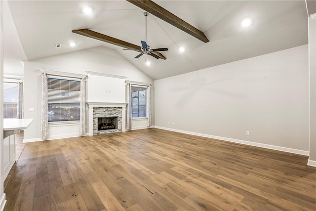 2109 Abbott Ln, Pea Ridge, AR 72751 - unfurnished living room featuring ceiling fan, wood finished floors, baseboards, and recessed lighting