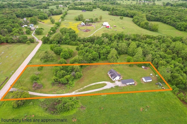 bird's eye view with a rural view