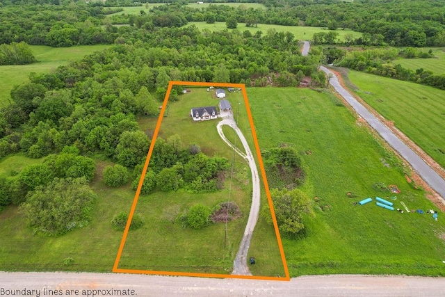 drone / aerial view featuring a rural view