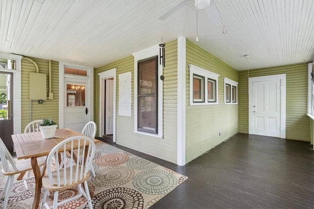 605 N Wright St, Siloam Springs, AR 72761 - sunroom / solarium featuring outdoor dining area and ceiling fan