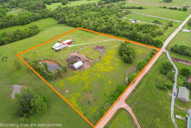 drone / aerial view with a rural view