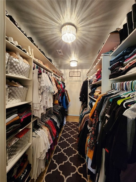 spacious closet with visible vents