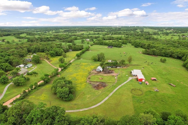 birds eye view of property featuring a rural view