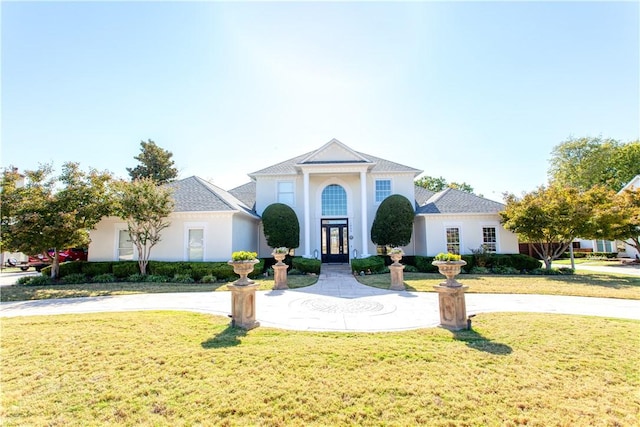 1800 Wheaton Trce, Fort Smith, AR 72908 - view of front of home featuring curved driveway, stucco siding, french doors, and a front yard