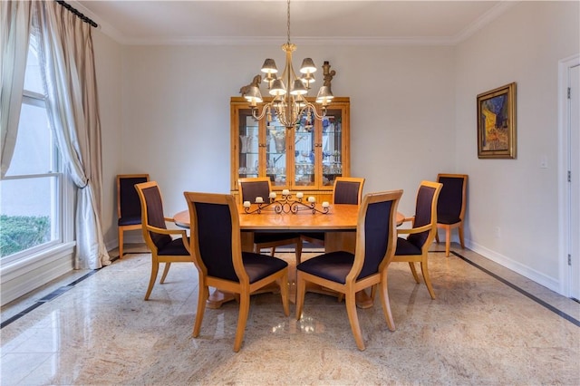 1800 Wheaton Trce, Fort Smith, AR 72908 - dining area with an inviting chandelier, baseboards, and ornamental molding