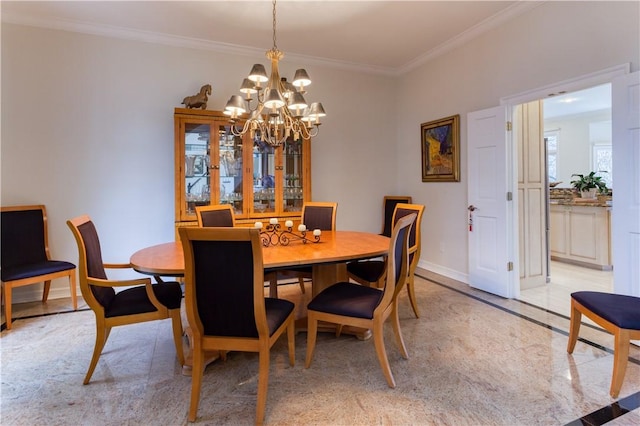 1800 Wheaton Trce, Fort Smith, AR 72908 - dining area with baseboards, a chandelier, and crown molding