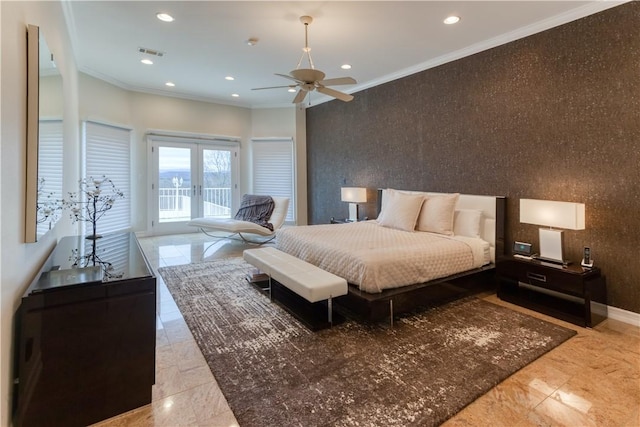 1800 Wheaton Trce, Fort Smith, AR 72908 - bedroom with marble finish floor, access to outside, recessed lighting, and visible vents