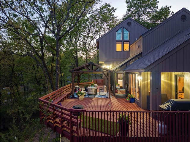5008 Cliff Dr, Fort Smith, AR 72903 - wooden terrace with a gazebo and an outdoor hangout area