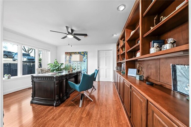 5008 Cliff Dr, Fort Smith, AR 72903 - office with wood finished floors, a ceiling fan, crown molding, recessed lighting, and baseboards