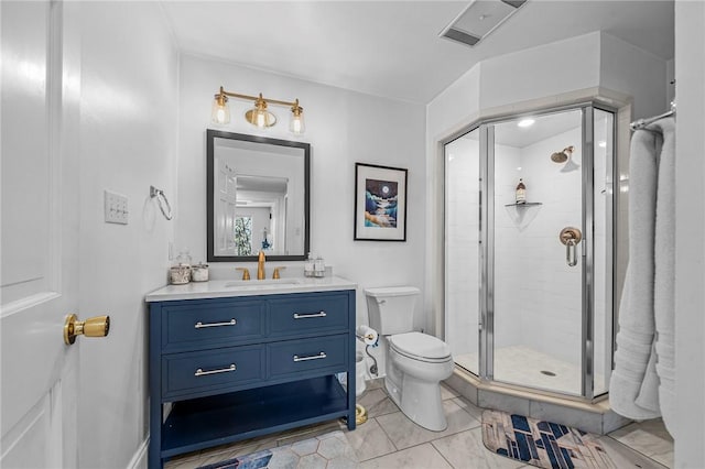 5008 Cliff Dr, Fort Smith, AR 72903 - full bathroom featuring a shower stall, toilet, vanity, and tile patterned floors