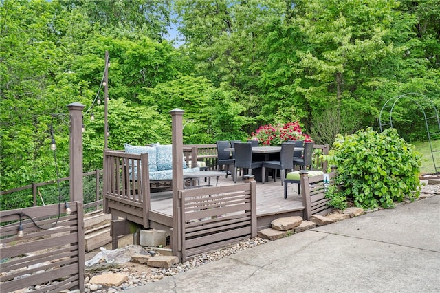 7 Croft Ledge Dr, Bentonville, AR 72712 - wooden terrace featuring outdoor dining area