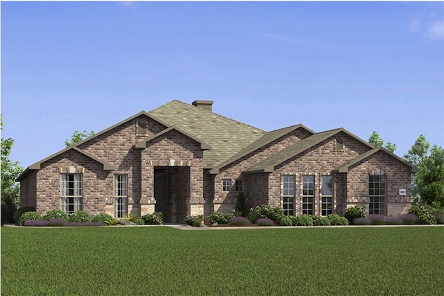 15324 S Bethel Heights Rd, Gentry, AR 72734 - french country inspired facade featuring a front lawn and brick siding