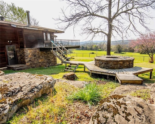 315 N Letitia Ave, Fayetteville, AR 72701 - view of yard with a deck and stairway