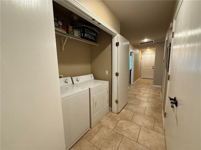 6297/6299 W Milliken Bnd, Fayetteville, AR 72704 - washroom with separate washer and dryer, laundry area, visible vents, and light tile patterned flooring