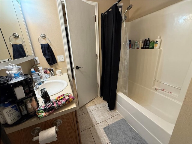 6297/6299 W Milliken Bnd, Fayetteville, AR 72704 - full bathroom featuring shower / tub combo with curtain, tile patterned flooring, and vanity