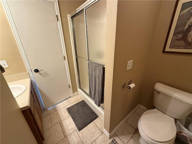 6297/6299 W Milliken Bnd, Fayetteville, AR 72704 - full bathroom featuring a stall shower, vanity, toilet, and tile patterned floors
