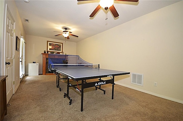 42 Sable Dr, Bella Vista, AR 72715 - playroom with ceiling fan, carpet, and visible vents