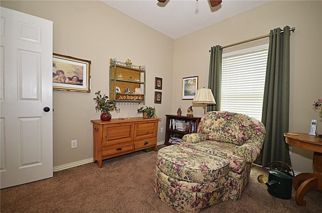 42 Sable Dr, Bella Vista, AR 72715 - living area featuring carpet flooring, baseboards, and a ceiling fan