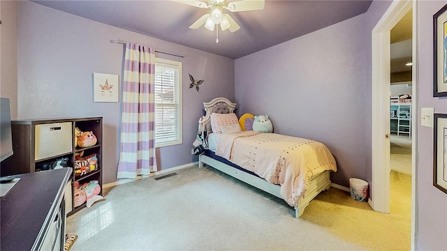 2341 N Fox Trl, Fayetteville, AR 72703 - bedroom featuring baseboards, ceiling fan, carpet flooring, and visible vents
