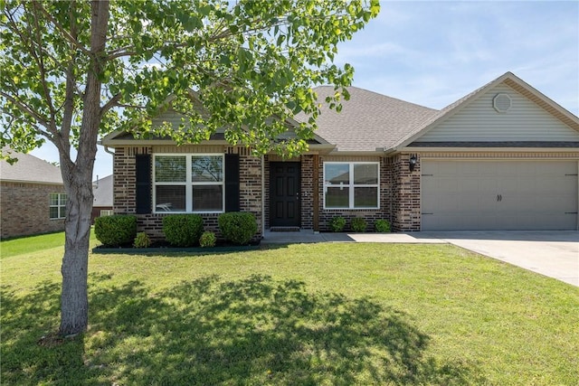 2300 Double Bogey Ln, Farmington, AR 72730 - view of front of home featuring a front yard, brick siding, driveway, and a garage