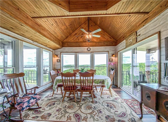 sunroom with beamed ceiling and a healthy amount of sunlight
