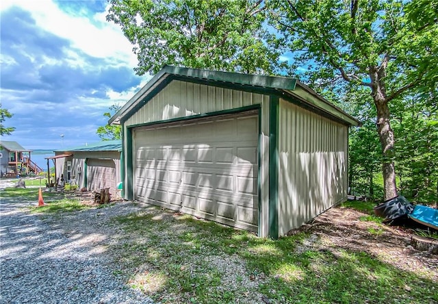 view of detached garage