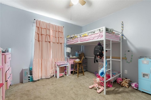 bedroom with carpet and a ceiling fan