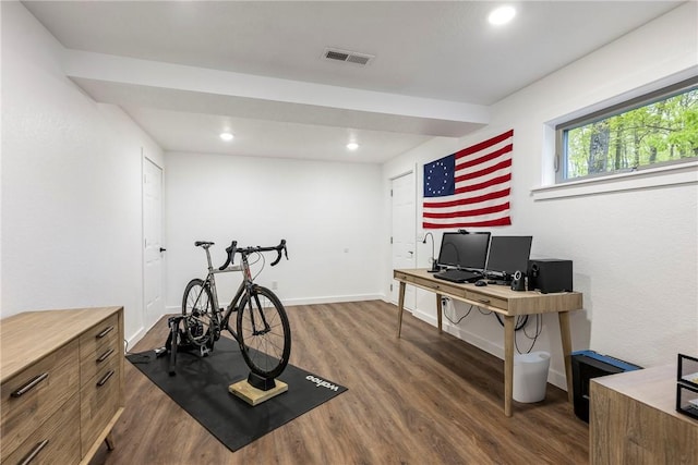 8 Eddy Ln, Bella Vista, AR 72715 - exercise room featuring dark wood-style flooring, recessed lighting, and baseboards