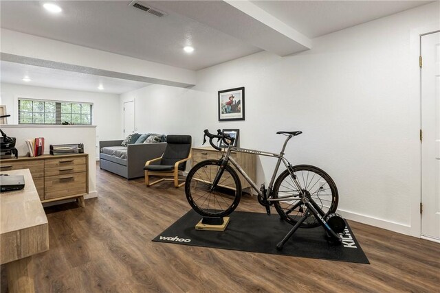 8 Eddy Ln, Bella Vista, AR 72715 - exercise area with dark wood-style floors, recessed lighting, and baseboards
