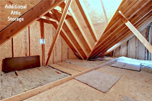 view of unfinished attic