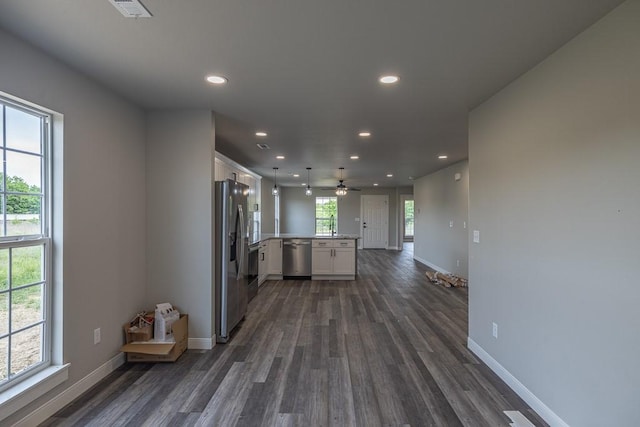 190 Madison Unit 6124, Elkins, AR 72727 - kitchen with stainless steel appliances, white cabinetry, dark wood-style flooring, and recessed lighting