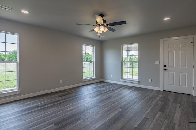 190 Madison Unit 6124, Elkins, AR 72727 - unfurnished room with dark wood-type flooring, baseboards, ceiling fan, and recessed lighting
