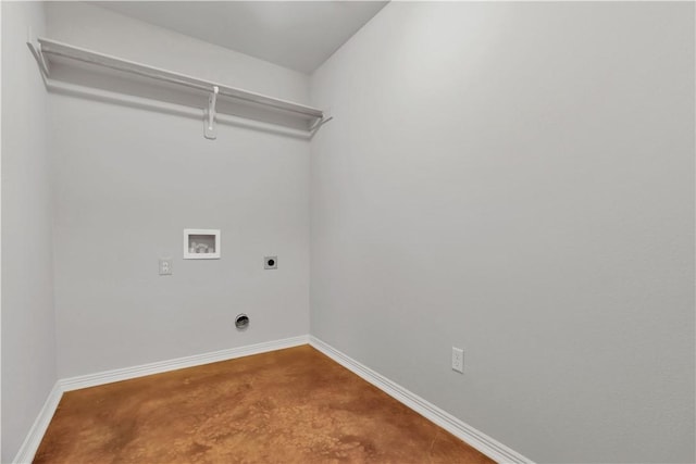 laundry area featuring washer hookup, hookup for an electric dryer, and baseboards