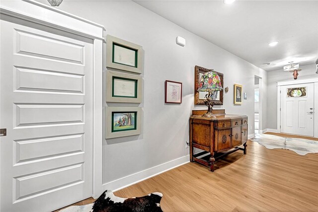 2227 Riggins Ave, Pea Ridge, AR 72751 - foyer entrance with light wood-style floors, baseboards, and recessed lighting