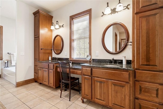 15533 Haynes Rd, Rogers, AR 72756 - bathroom featuring tile patterned floors, vanity, and a tub to relax in